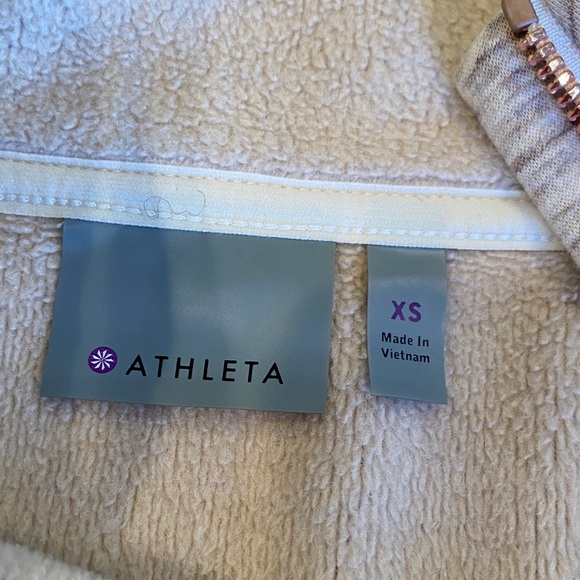 Athleta COZY KARMA Rose Gold Heather Quarter Zip Asymmetrical Sweatshirt XS - Picture 3 of 6